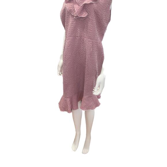 WAYF Dorian Pink Checkered Ruffled Asymmetrical Hem Gingham Mini Dress XXL - Picture 5 of 7